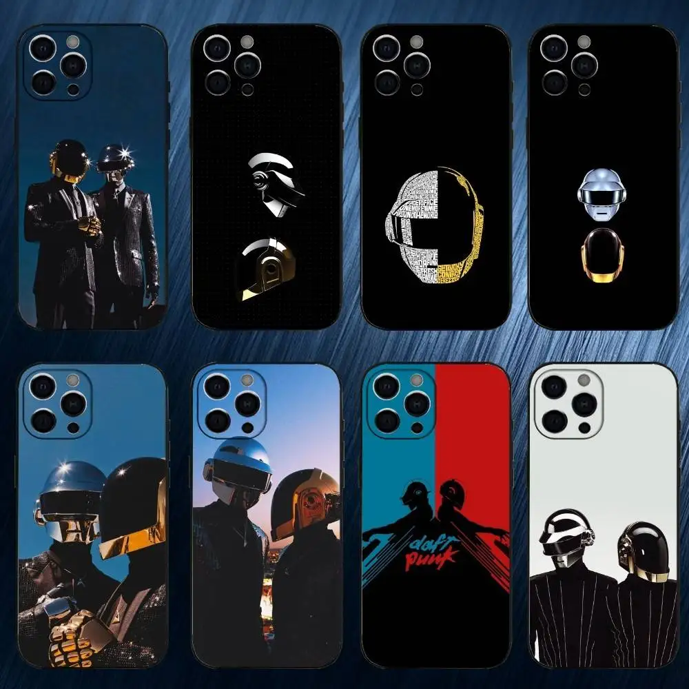 

D-Daft P-Punk HOT Phone Case For iPhone 17,16,15,14,13,12,11 Plus,Pro Max, Black Silicone Cover