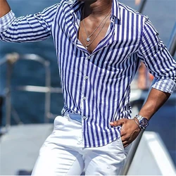 Camisa a cuadros para hombre, ropa de calle de manga larga con estampado geométrico, cuello levantado, ropa de diseñador informal, 6XL