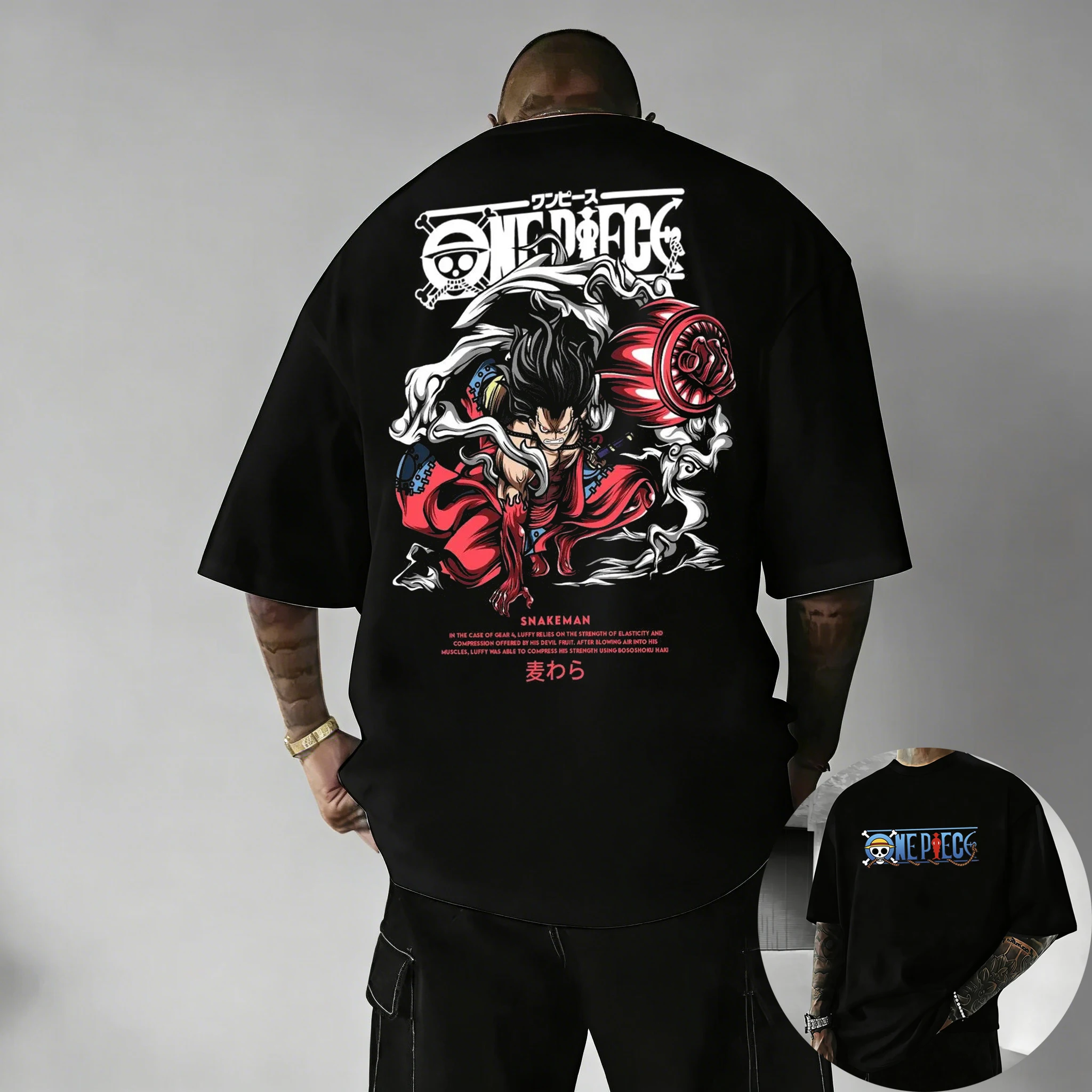 One Piece Japanese Anime Print Cotton T-Shirt Luffy Zoro Men's Casual Short Sleeve Tee Luffy T-shirt Casual Streetwear Tee Tops
