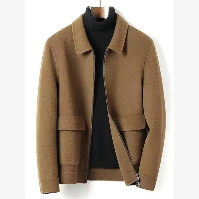 

Мужские шерстяные джеты, двусторонние бархатные повседневные брюки на молнии с большим воротником, осень-зима, новинка Sle Faion, облегающие брюки с v-образным вырезом