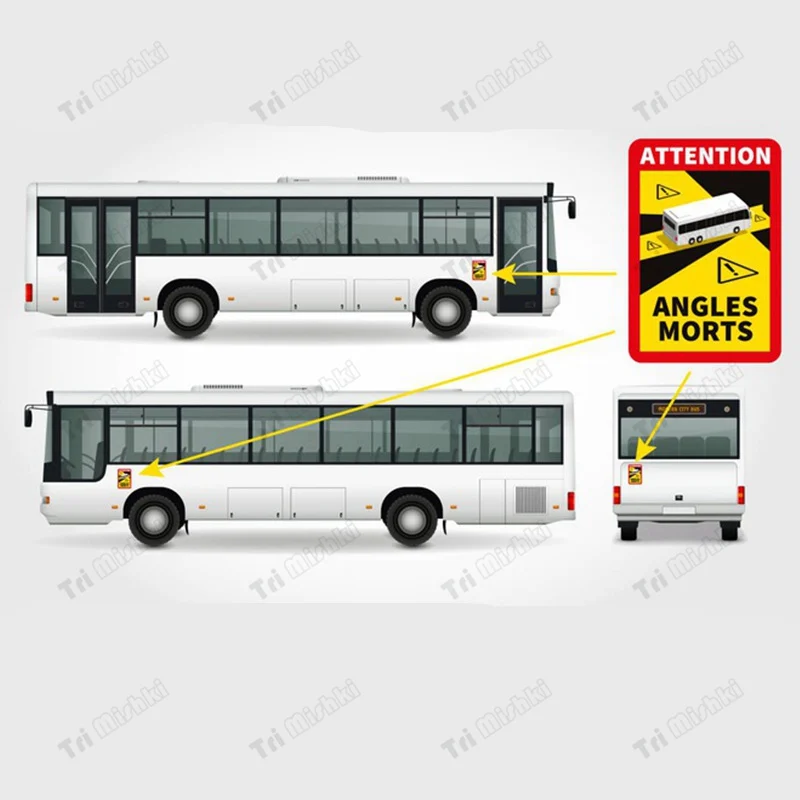 Tri mishki W1184 Attention Angles Morts Blind Spot Car Sticker PVC Decals Long Bus Truck Sticker on Car Laptop Door Wall