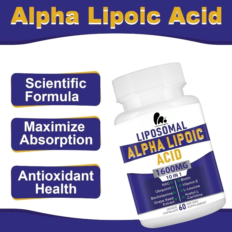 Liposome alpha lipoic acid 1600mg per serving, a nutritional supplement for antioxidant health, energy, and metabolism,capsules