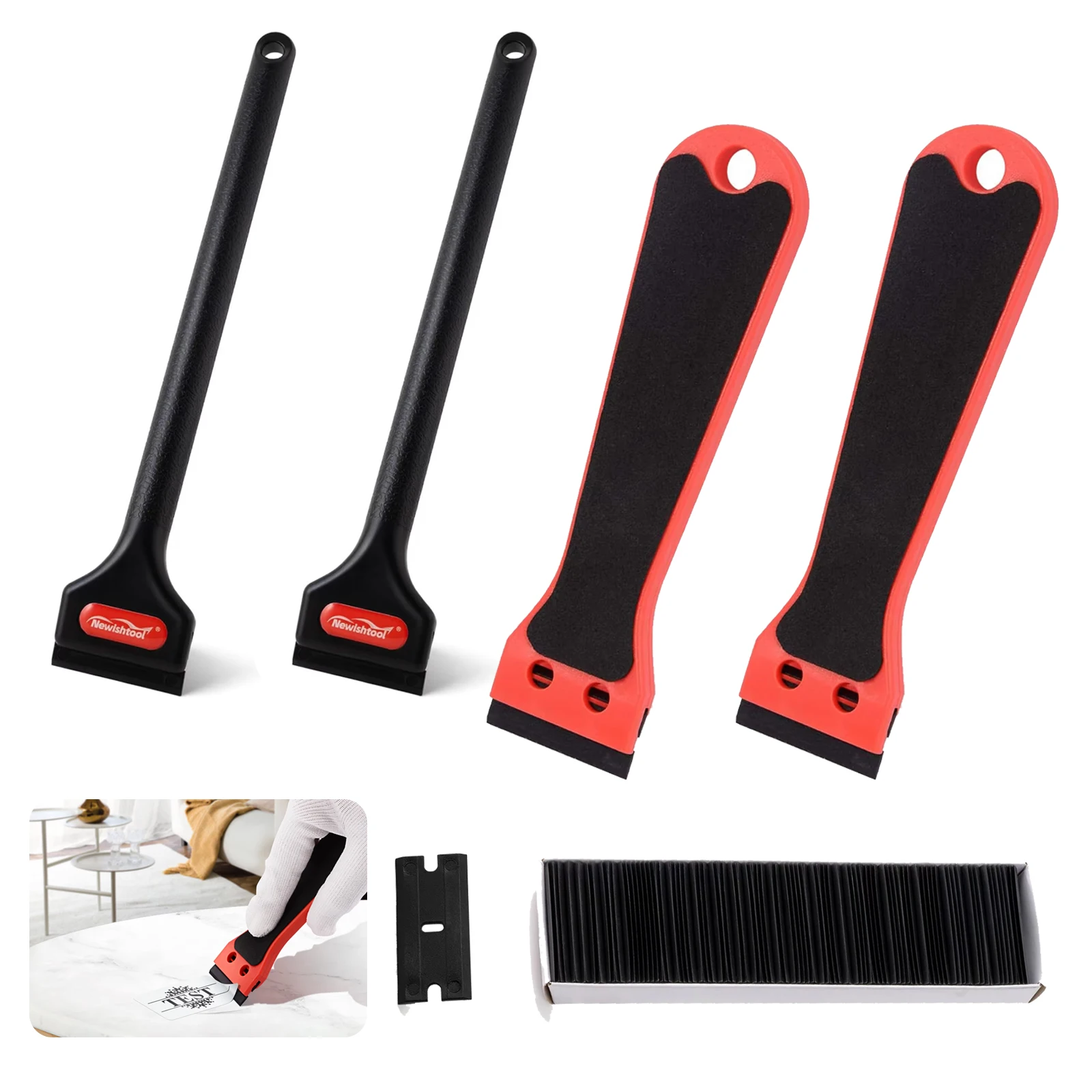 EHDIS Carbon Fiber Scraper Tool Razor Scraper With Plastic Blades Cleaning Scraper Remover For Floor Stove Car Window Glass