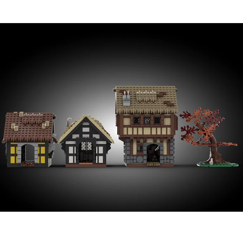 Spot MOC-198831 Small Medieval House Diorama Small Particle Assembled Building Block Building Model Toy