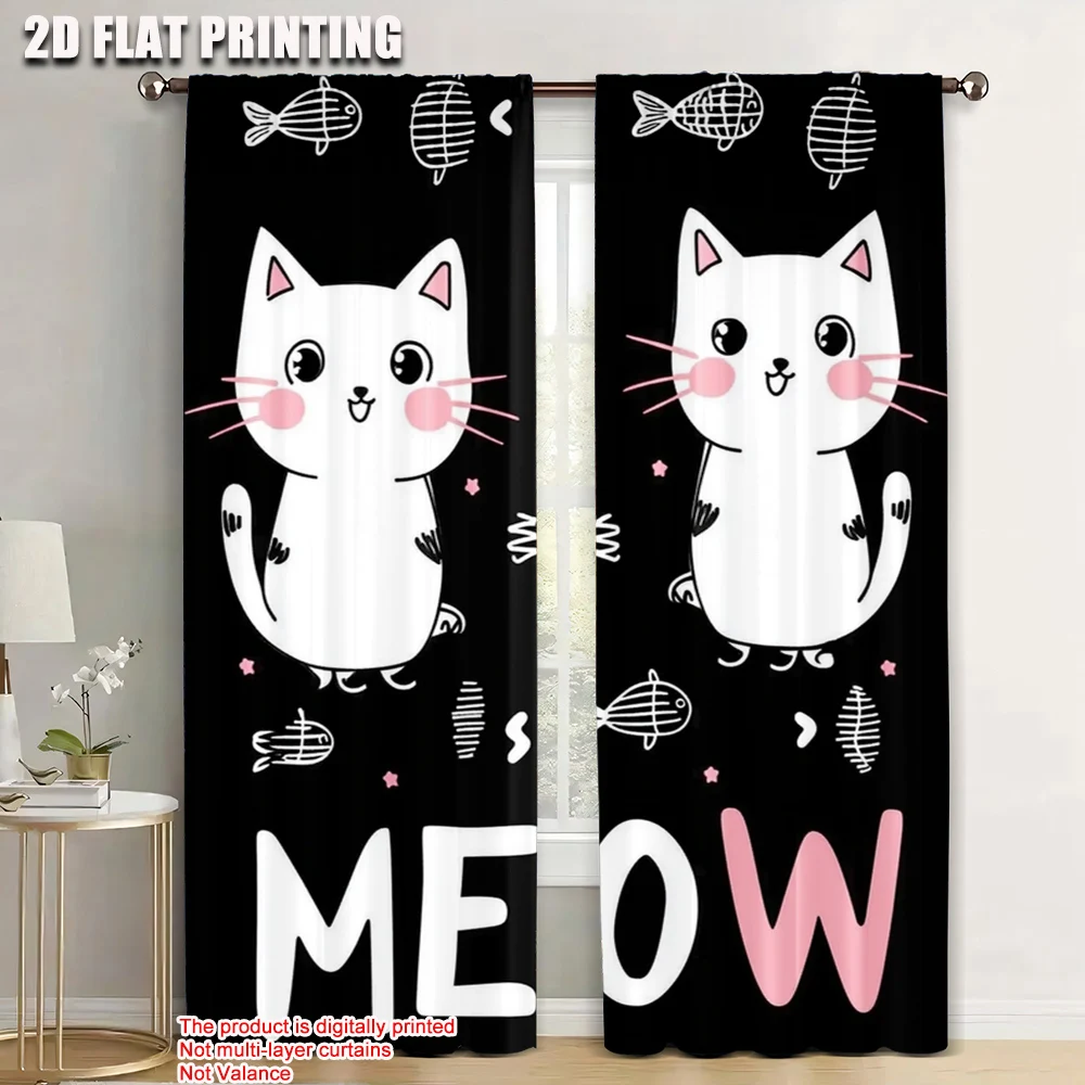 

2pc, Window Curtains Cat Protecting Privacy Festive Backdrops for Multipurpose Event Decoration