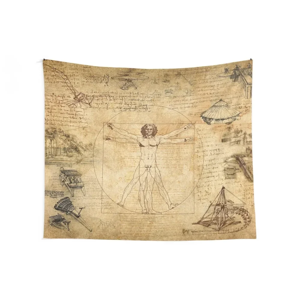 Leonardo da Vinci The Vitruvian Man (edited) Tapestry Wall Decoration Items Bedroom Decor Aesthetic Tapestry