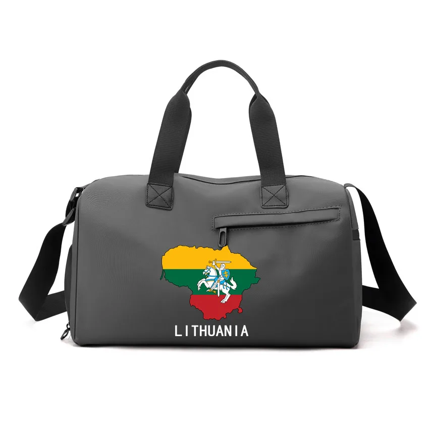 

Sport Gym Bag Lithuania Flag Printed Men and Women Fitness Bag Outdoor Waterproof Large Capacity Separate Space For Shoes Pouch