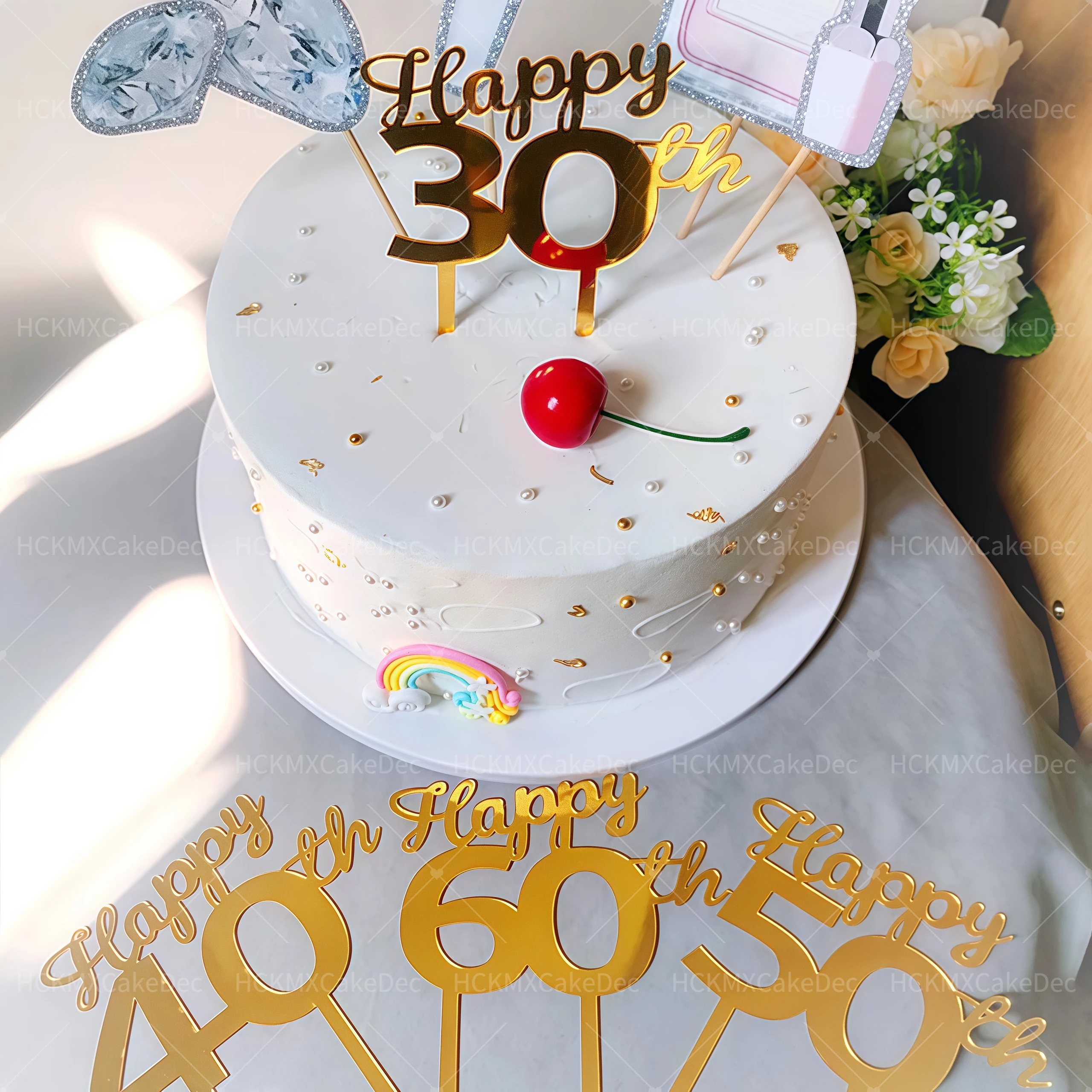3 Stück Gold Acryl Nummer 18/21/30/40/50/60/70/80 Kuchen Topper für Geburtstag Hochzeit Party Kuchen Dekoration Lieferungen – Detail 4