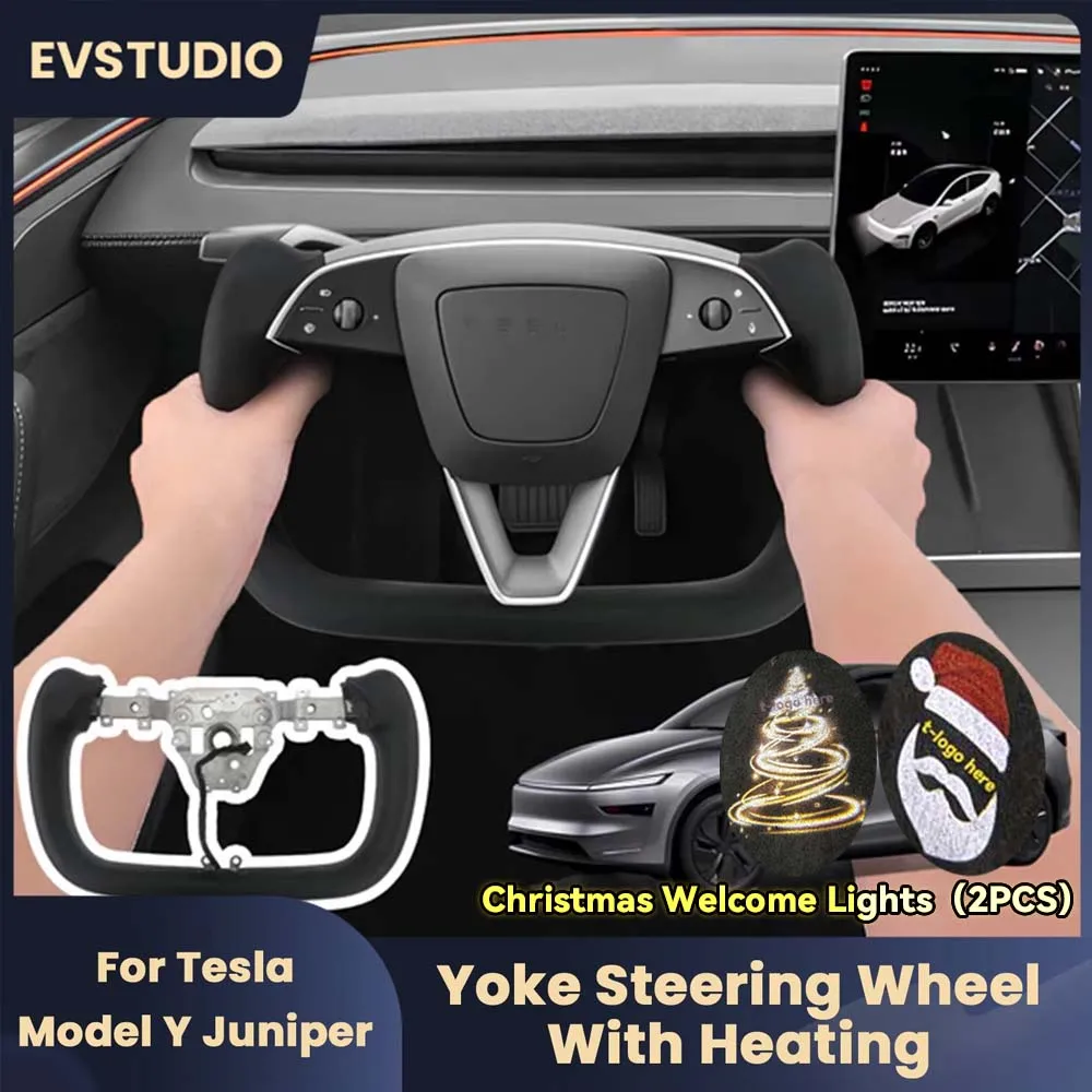 

Nappa Leather Steering Wheel for Tesla Model Y Juniper Heat Yoke Handle Steering Wheel Personalized Customized Car Accessories