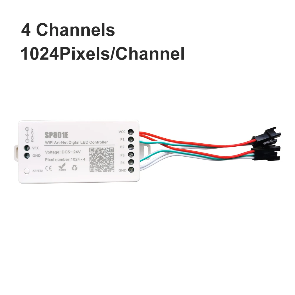 Imagem -02 - Programável Wifi Art-net Magia Controlador Led para Módulo de Painel Matriz Ws2812b Ws2811 Tira de Luz sem Fio App Dc524v Sp801e