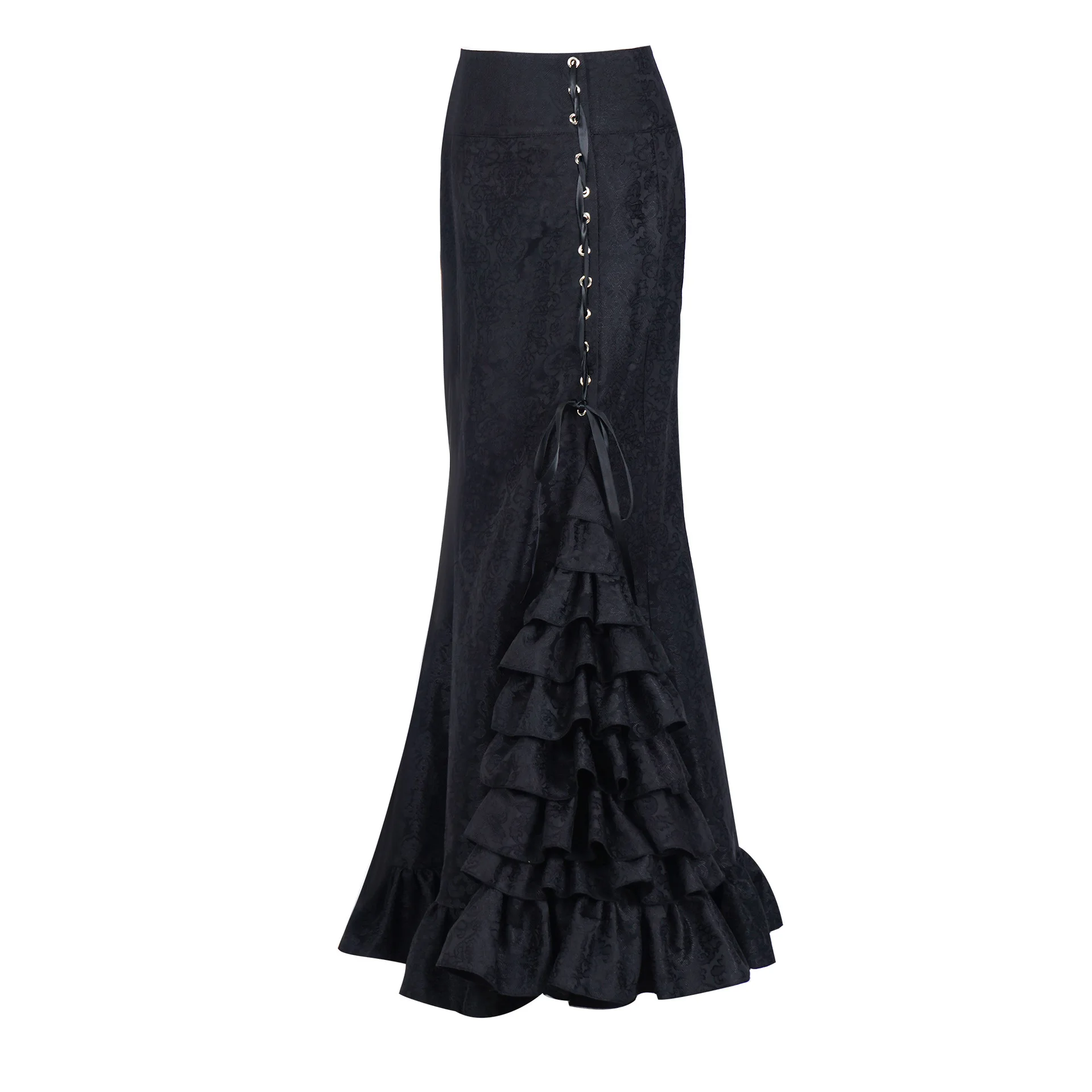 

European And American Girls' Gothic Dark Style Half Skirt Jacquard Long Skirt Subculture Laced Mermaid Skirt