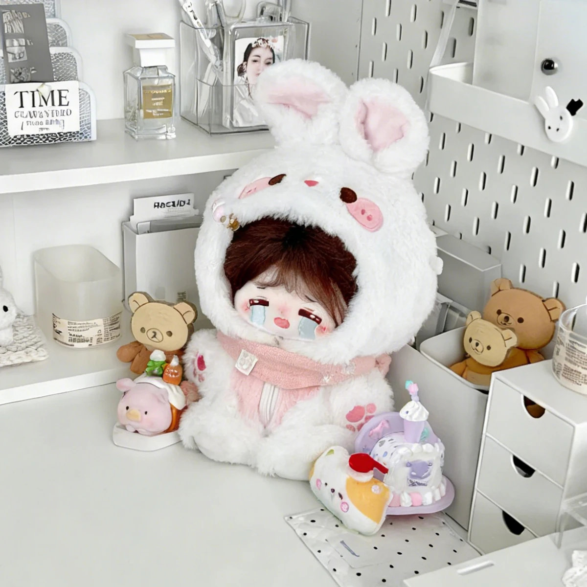 Vestiti per Bambole da 20cm, Tuta in Peluche a Forma di Volpe o Coniglio, Abiti per Bambole Sunny Day, Solo Vestiti Senza Bambole