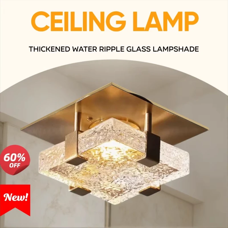 Nordic Postmodern Led Ceiling Lamps Luxury Ripple Glass Light Fixture Balcony Aisle Corridor Room Decoration Home Illumination