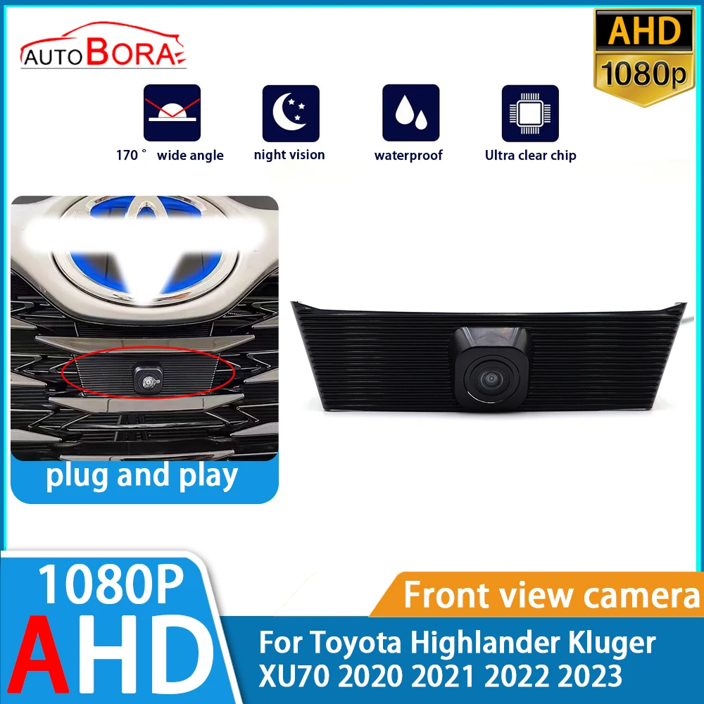 

ZhuCamX AHD 1080p Ultra Clear Night Vision LOGO Parking Front View Camera For Toyota Highlander Kluger XU70 2020 2021 2022 2023