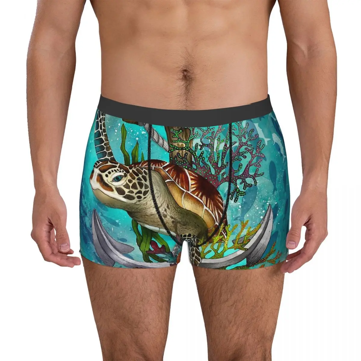 Turtle And Sea Animal Underpants Homme Panties Men's Underwear Sexy Shorts Boxer Briefs