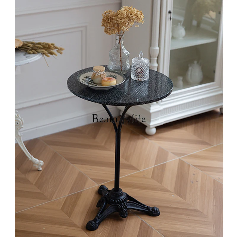 Marble milk tea shop wrought iron table living room balcony garden household small round table