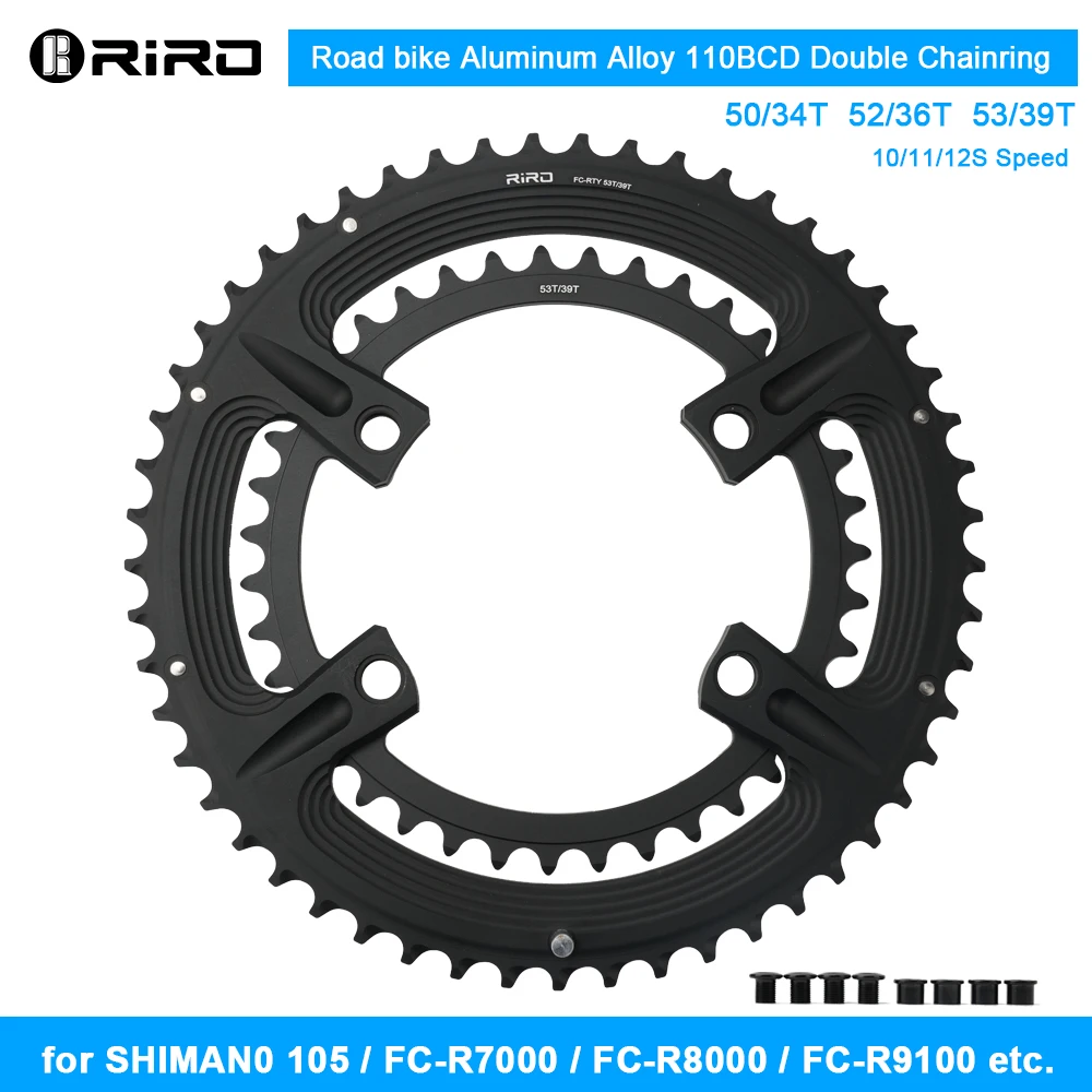 RIRO Road Bike 4 Bolts 110BCD Chainring 105 FC-R7000 / ULTEGRA FC-R8000 / DURA-ACE FC-R9100 Asymmetric 50-34T 52-36T 53-39T