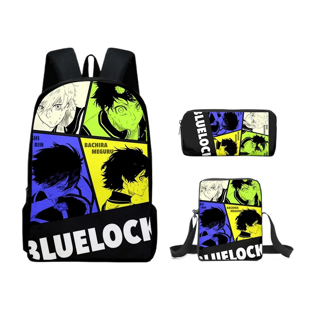 

Hip Hop Youthful BLUE LOCK Print 3pcs/Set Student Travel bags Laptop Daypack Backpack Kids Boys Girls Shoulder Bag School Bags