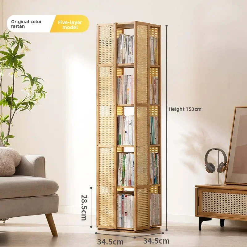 

Minimalist Bookcase living room simple floor shelf rotating bookshelf 360 degree storage cabinet