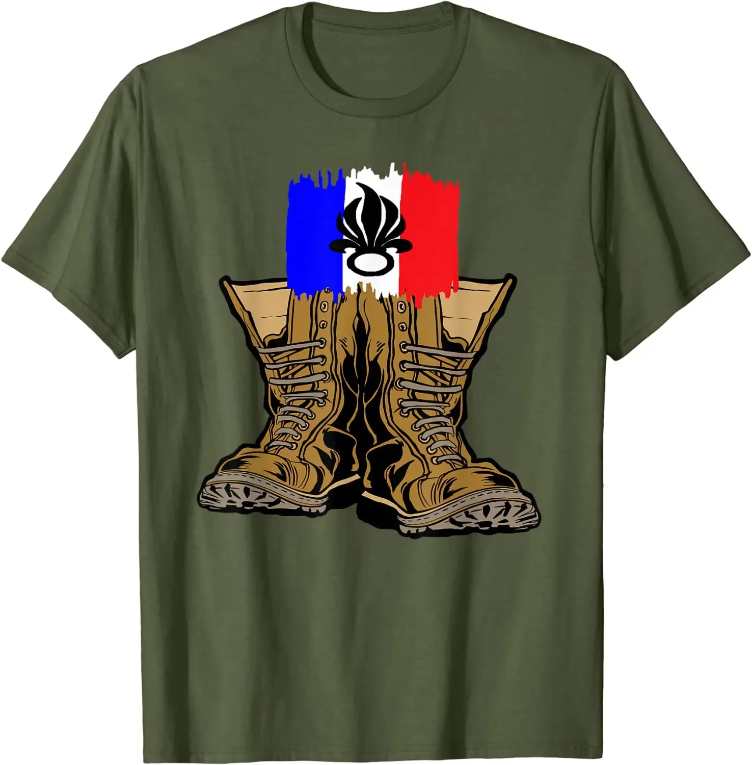 

Foreign Legion Boots France Flag and Crest Military Men T-Shirt Short Sleeve Casual Cotton O-Neck Summer T Shirt