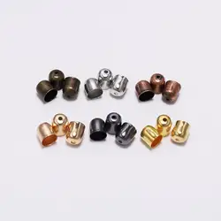 50-100pcs/lot End Tip Cord End Caps Tassel Caps Beads Necklace Round Leather For DIY Jewelry Making Finding Supplies