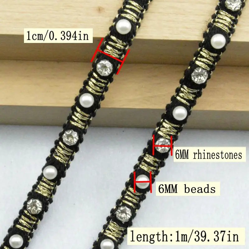 Baru 1Meter/39,37 Inci Per Pak Cocok untuk Gaun Prom Pernikahan Kain Renda Jahit Kain Kualitas Tinggi Renda Manik-manik Bambu Kecil