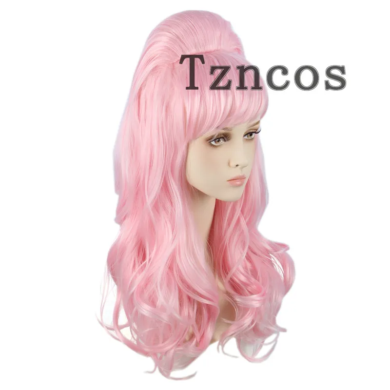 Tzncos 70s 80s Women Housewife Beehive Costume Wigs Wife Light Pink Hair