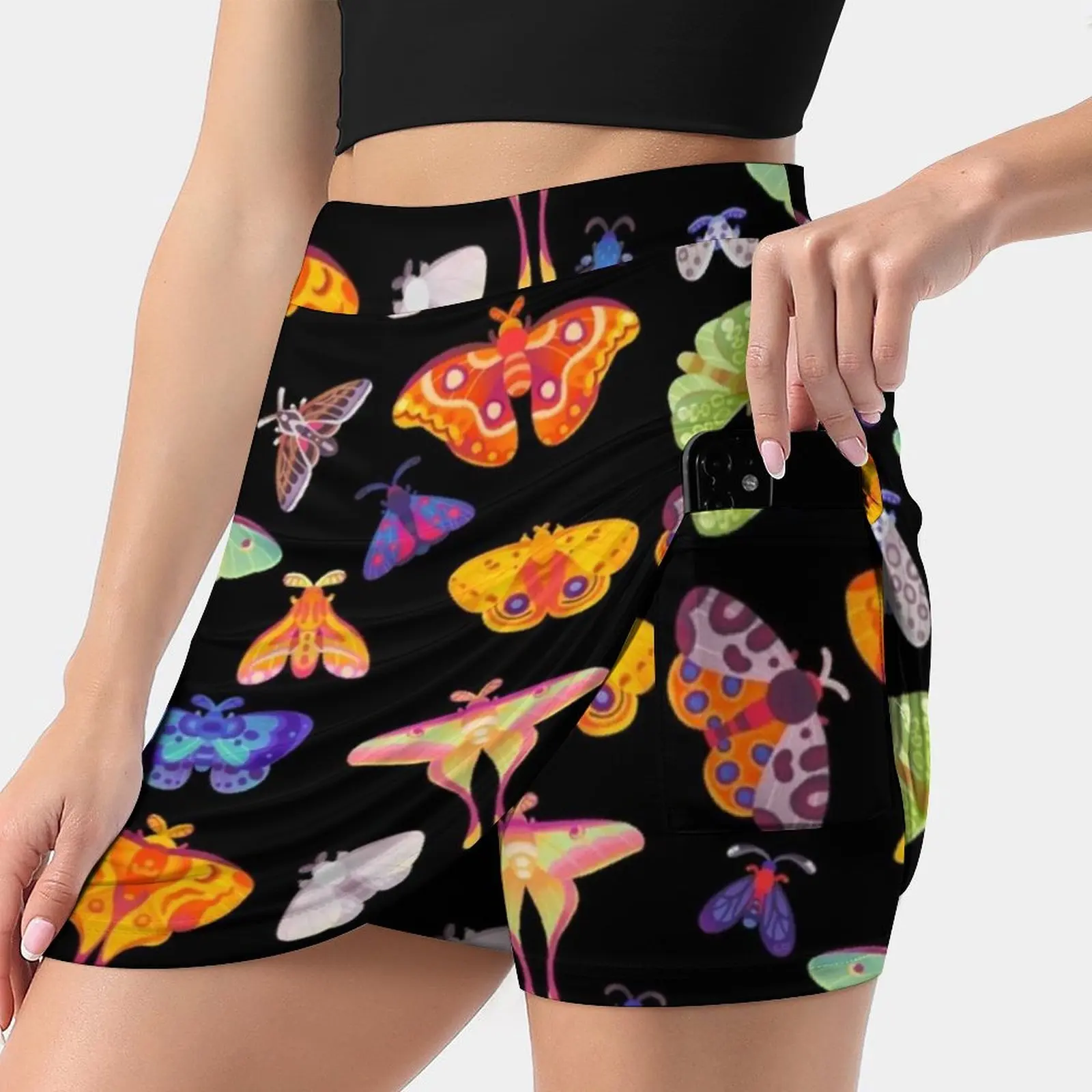 Moth Women's skirt With Hide Pocket Tennis Skirt Golf Skirts Badminton Skirts Running skirts Luna Moth Cottagecore Atlas Moth