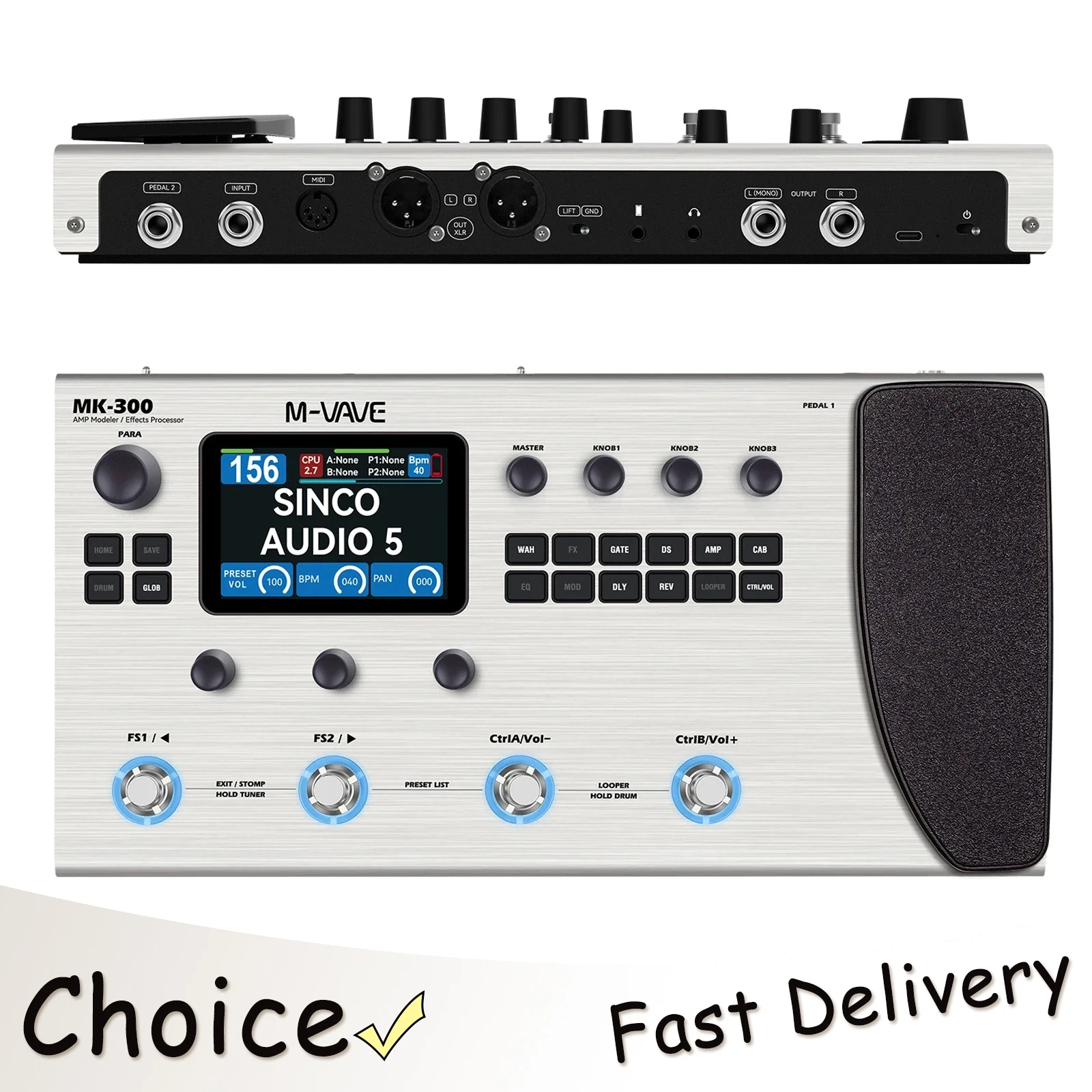 معالج جيتار M-VAVE MK300 متعدد التأثيرات | ANN النمذجة العصبية 120AMP/360FX | بطارية 10 ساعات + 150 ثانية Looper + 128 أجزاء طبل MIDI DAW #1