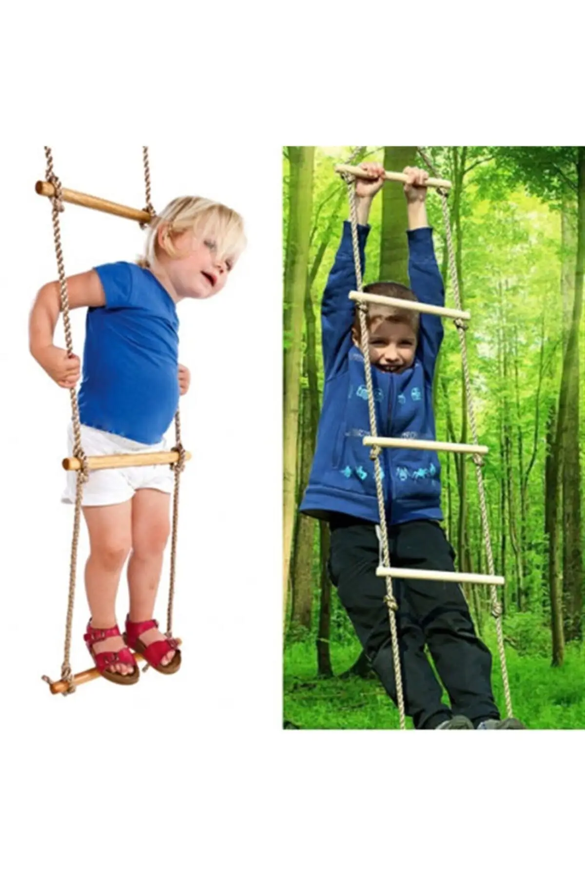 Montessori Stairs Wood Cascading Rope Climbing Ladder Educational Developer Child Toy 2-7 Aged Outdoor Toy