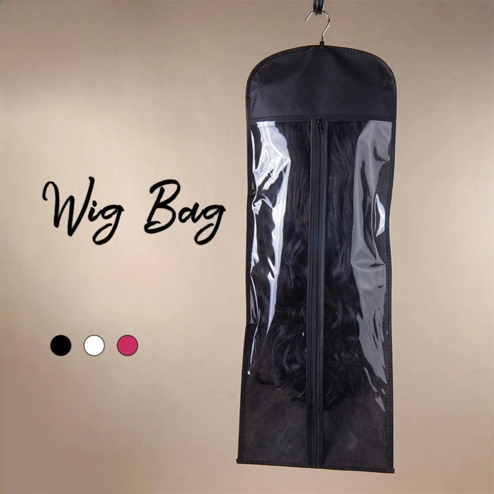 2pcs Extended 80cm Wig Bag Non-woven Fabric Wig Storage Bag with Dust Cover Clips Zipper Wig Storage Bag with Clothes Hanger