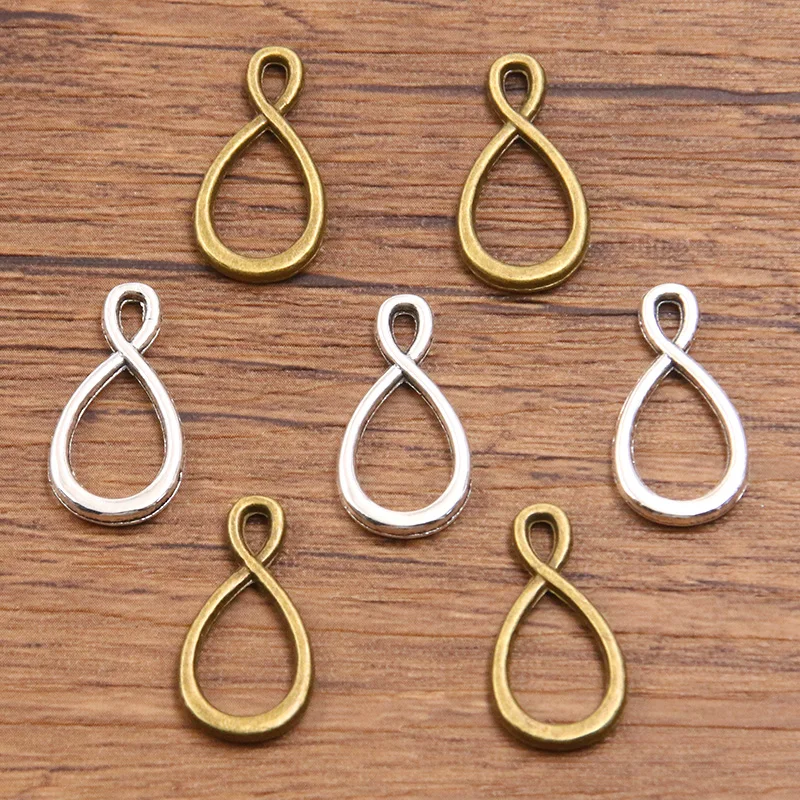 40PCS 11X21mm 2 Color Hollow Charms  8-shaped Connector Metal Alloy For DIY Necklace Bracelet Earrings Marking
