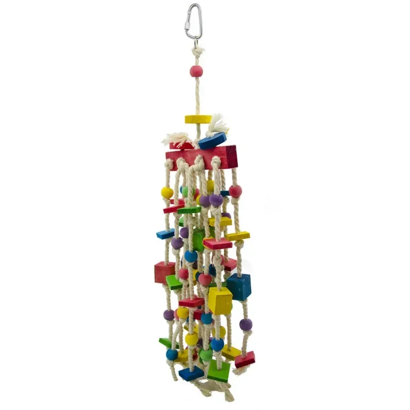 A 1PCS Medium And Large Parrot Toy Bird Cotton Rope Colored Wood Wooden Beads Climbing Gnawing String