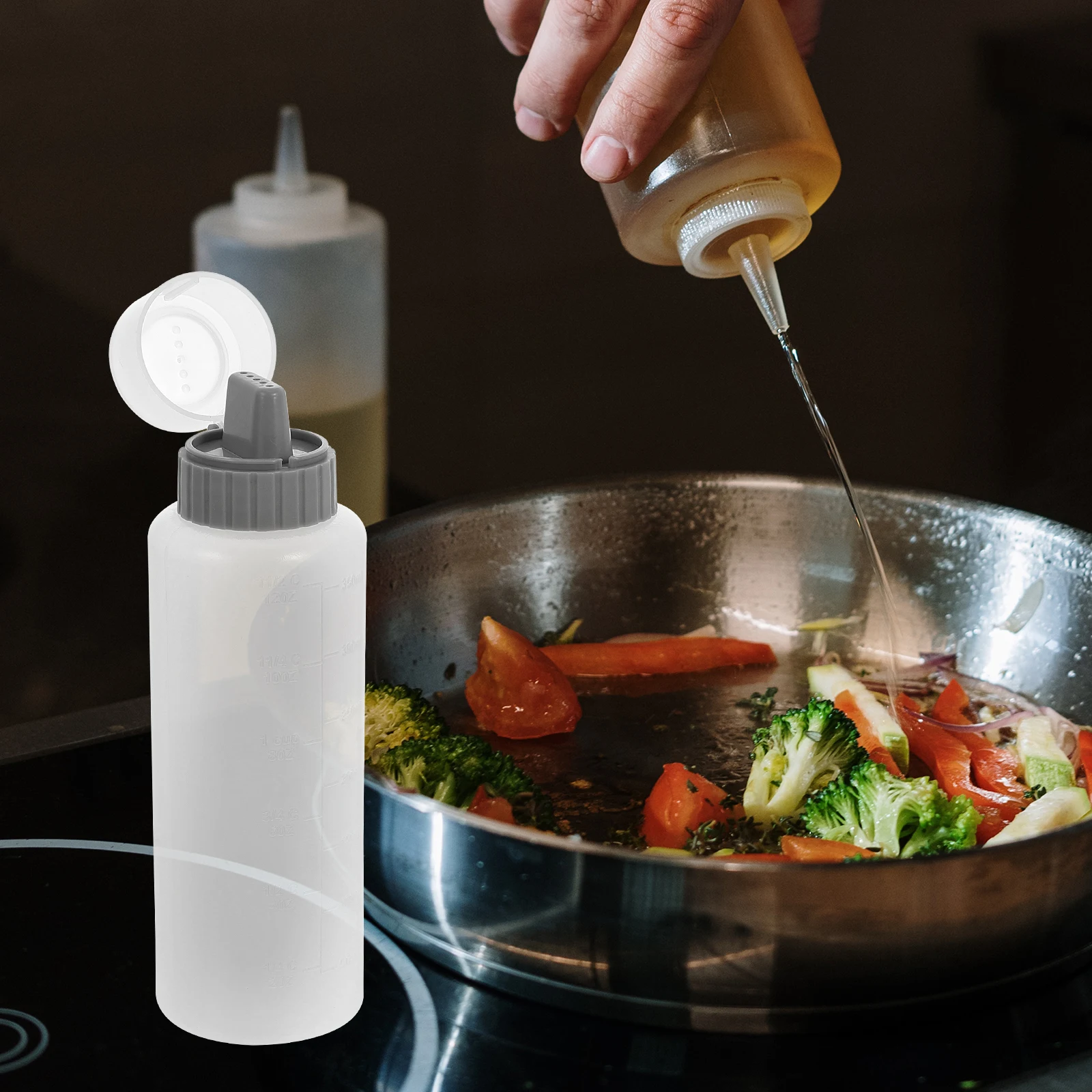 

4pcs Squeeze Condiment Bottle Ketchup Storage Holder Honey Sauce Dispenser Scale Leakproof Cream Jam Bottles Kitchen Supplies