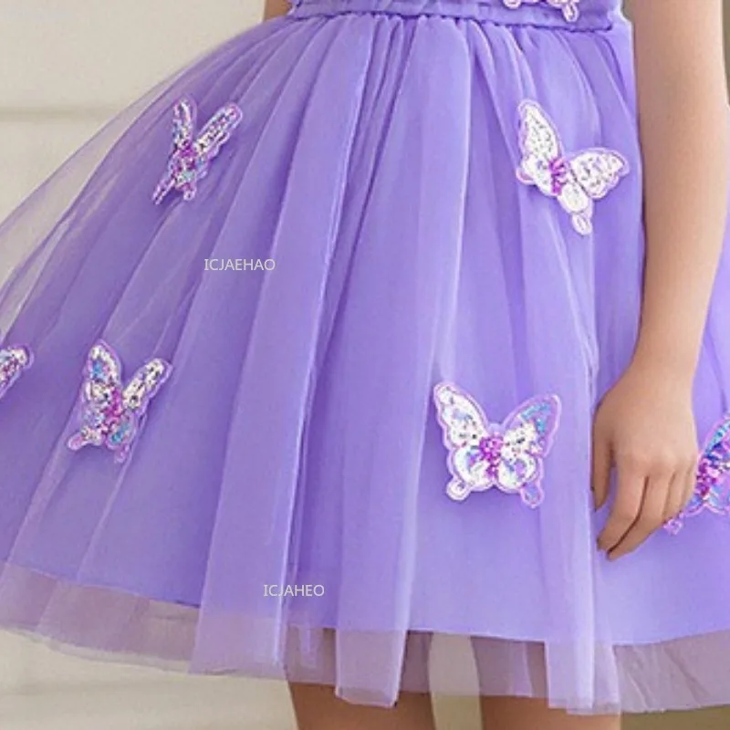 أطفال بنات الأميرة حزب ثوب الأطفال زهرة فتاة فستان الزفاف لعيد ميلاد أداء البيانو المضيف مساء مهرجان زي