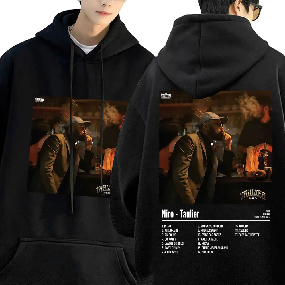 

Rapper Niro Taulier Album Double Sided Graphic Hoodie Men Women Fashion Oversized Sportswear Man Vintage Casual Fleece Hoodies
