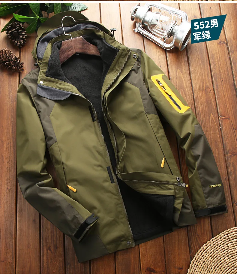 2022 Winter 2 In 1 Warm Jacket Sportwear Ski Camping Coat Waterproof Outdoor Jacket Men Windbreaker Climbing Hiking Coats