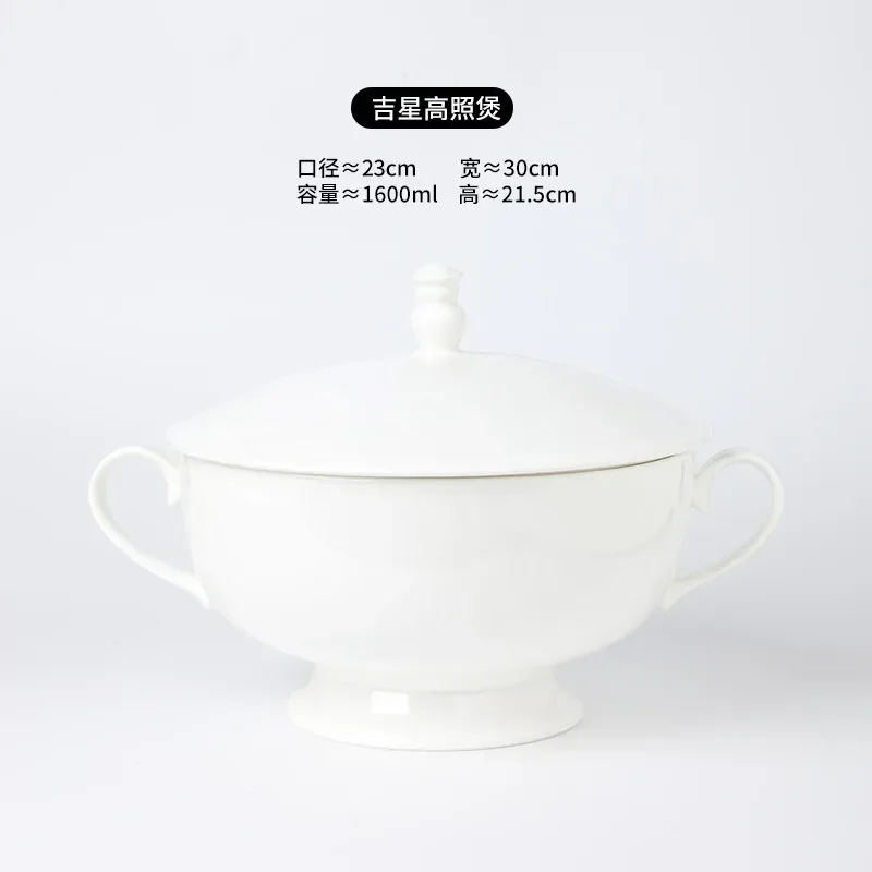 Household Double-sided Covered Ceramic Soup Pot Creative Hotel Pure White Chinese Style Multi functional Kitchen Cookware G