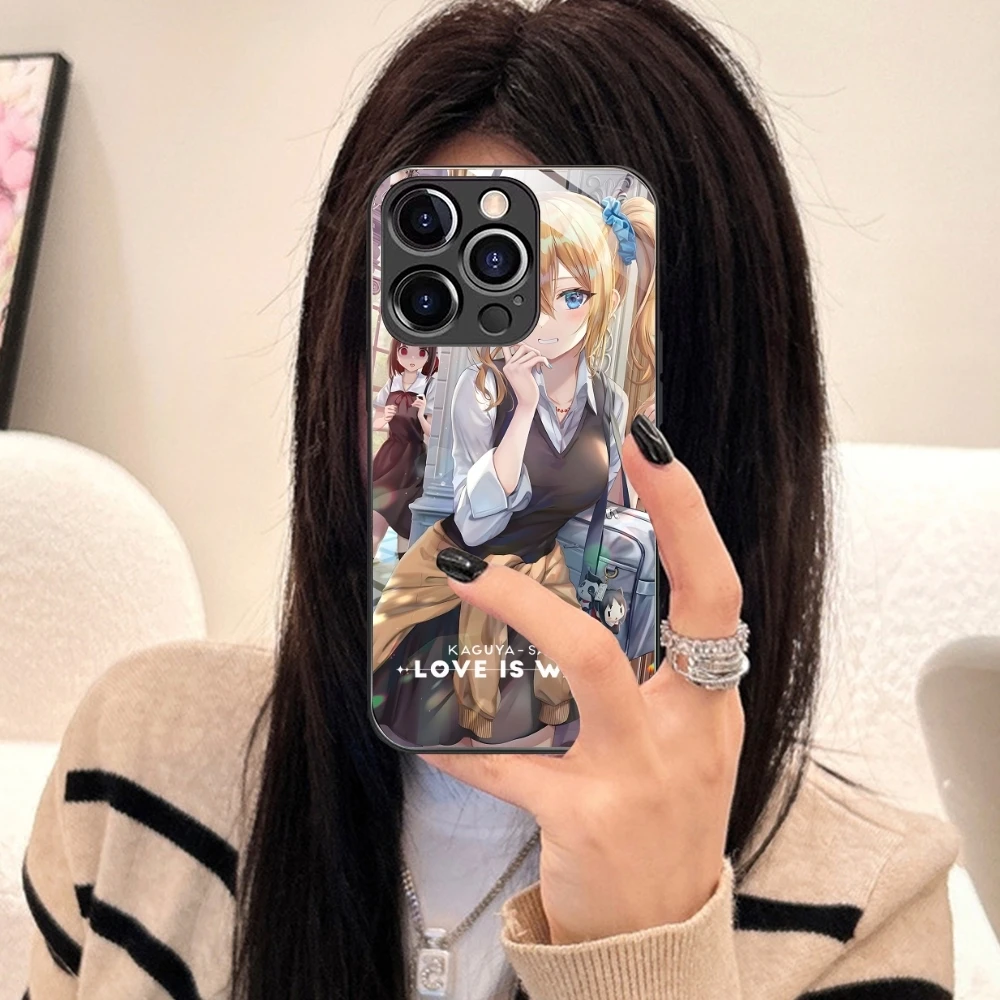 Kaguya Sama Hayasaka Mobile Phone Case for iPhone 15 14 13 12 11 X XR XS 8 Pro Max Plus Mini PC Glass Phone Cover Shell