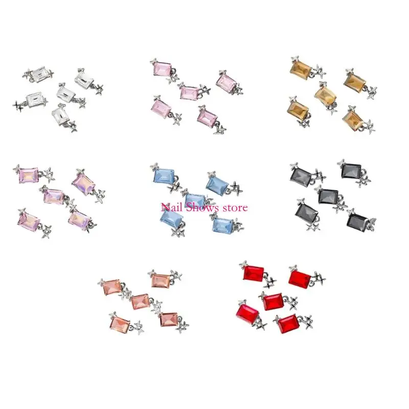 

E0BC 5pcs Очаровательные прямоугольные украшения для ногтей делают заявление для женщин
