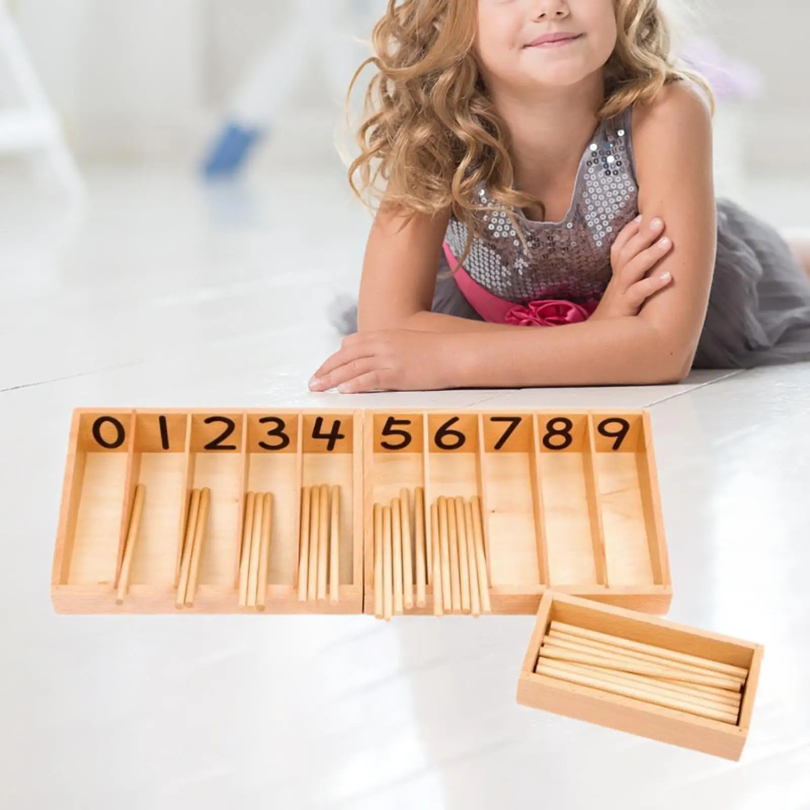 Montessori-Spindelbox, Lehrmittel, Zählstäbe mit 45 Spindeln, Mathe-Lehrspielzeug für Babys, Kinder von 3–6 Jahren