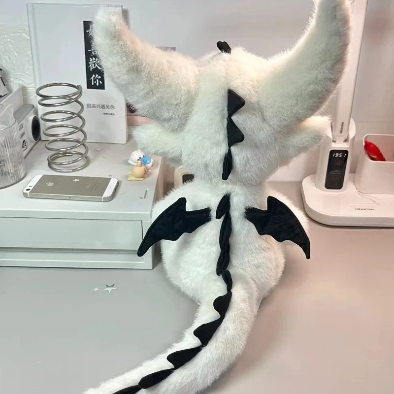 

Little White Dragon Plush Toy Pillow Doll Bed Companion Cute Adorable Gift for Women Birthday Filled Animal Stuffed Doll