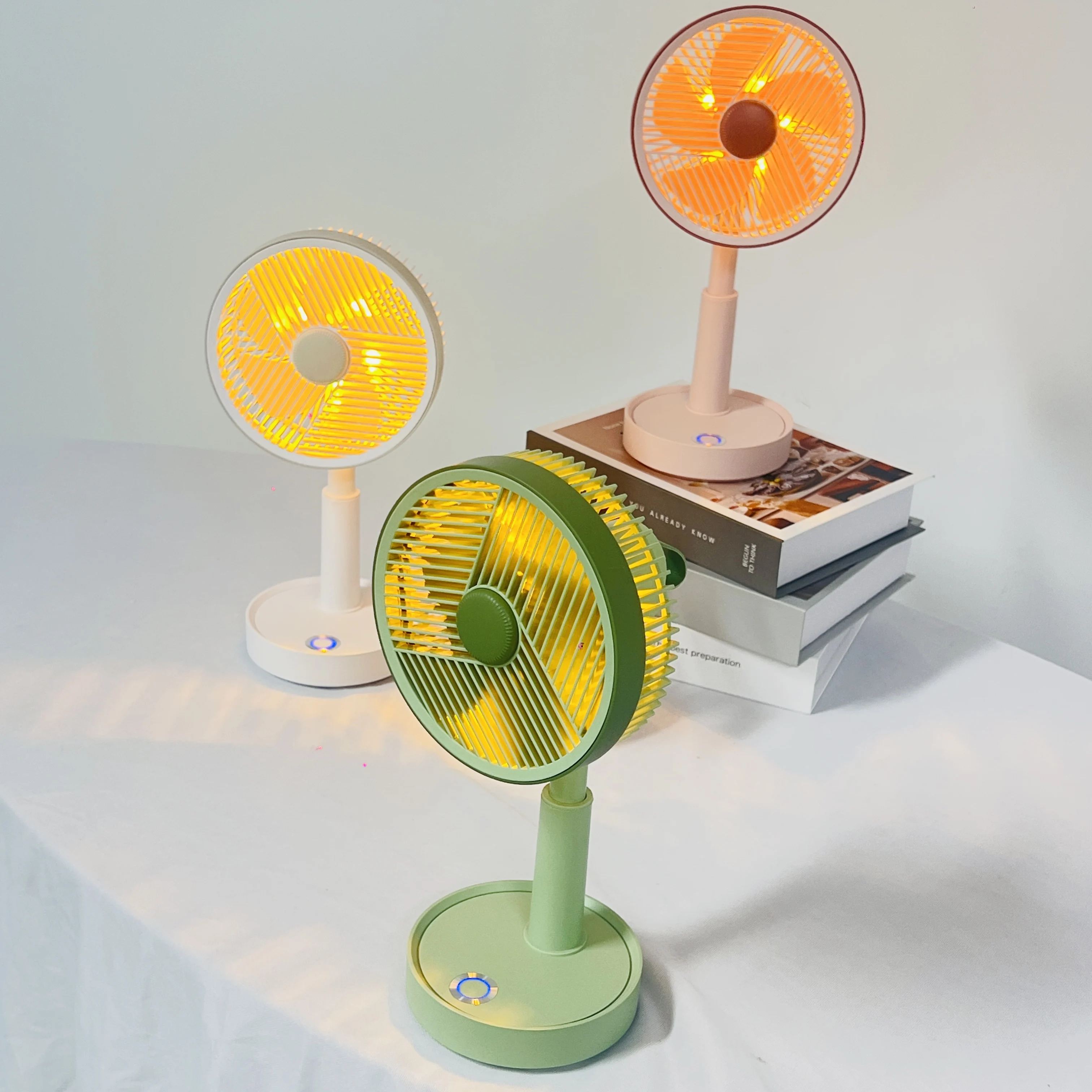 YS-2542-USB Rechargeable Fan with Plant Growth Light, 3 Wind Speeds, Adjustable Angle, One-Button Switch, Long-Press Light Mode