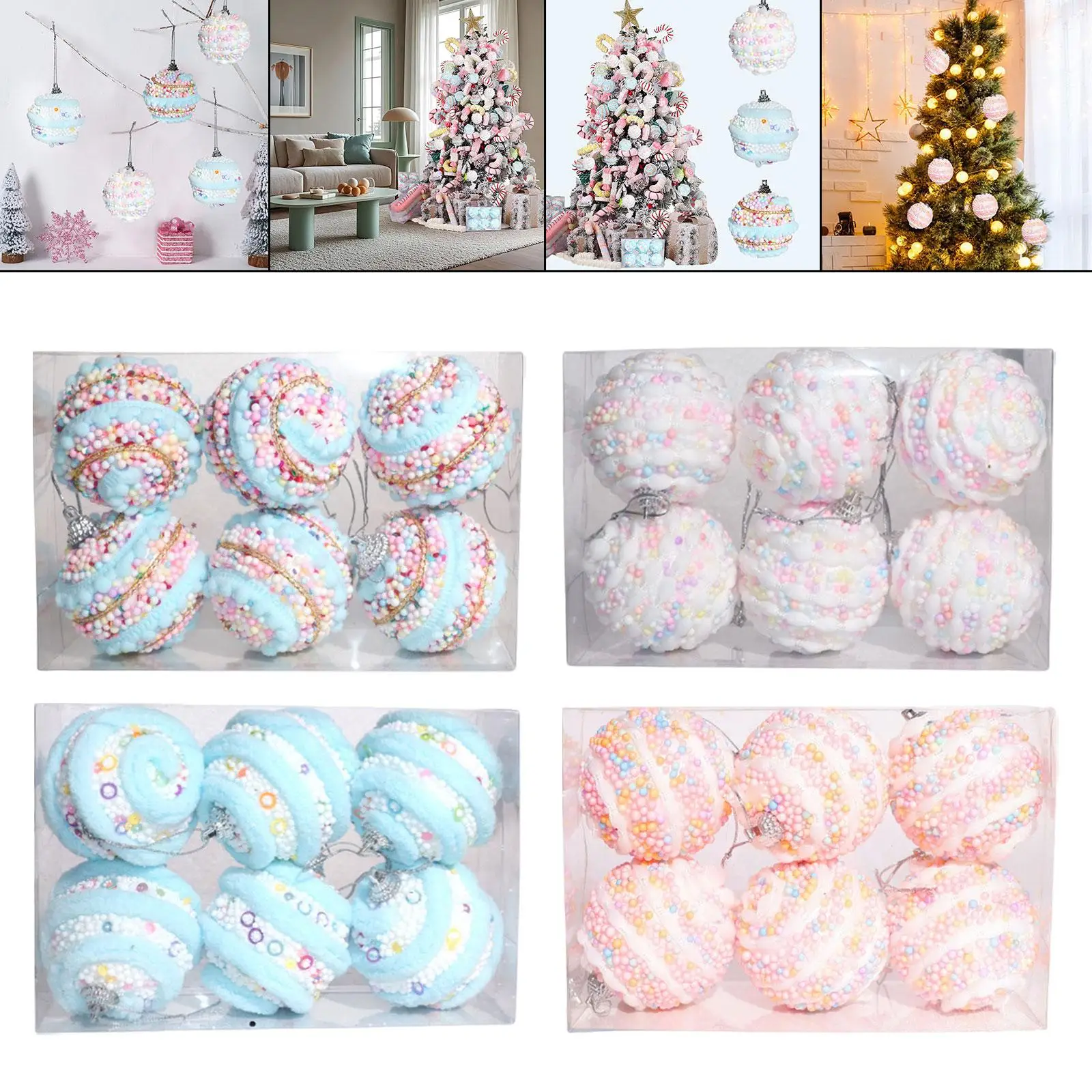 

Sturdy Shatterproof Christmas Ball Pendant Set 6cm Lightweight Baubles for Xmas Tree Decor and Party Celebration