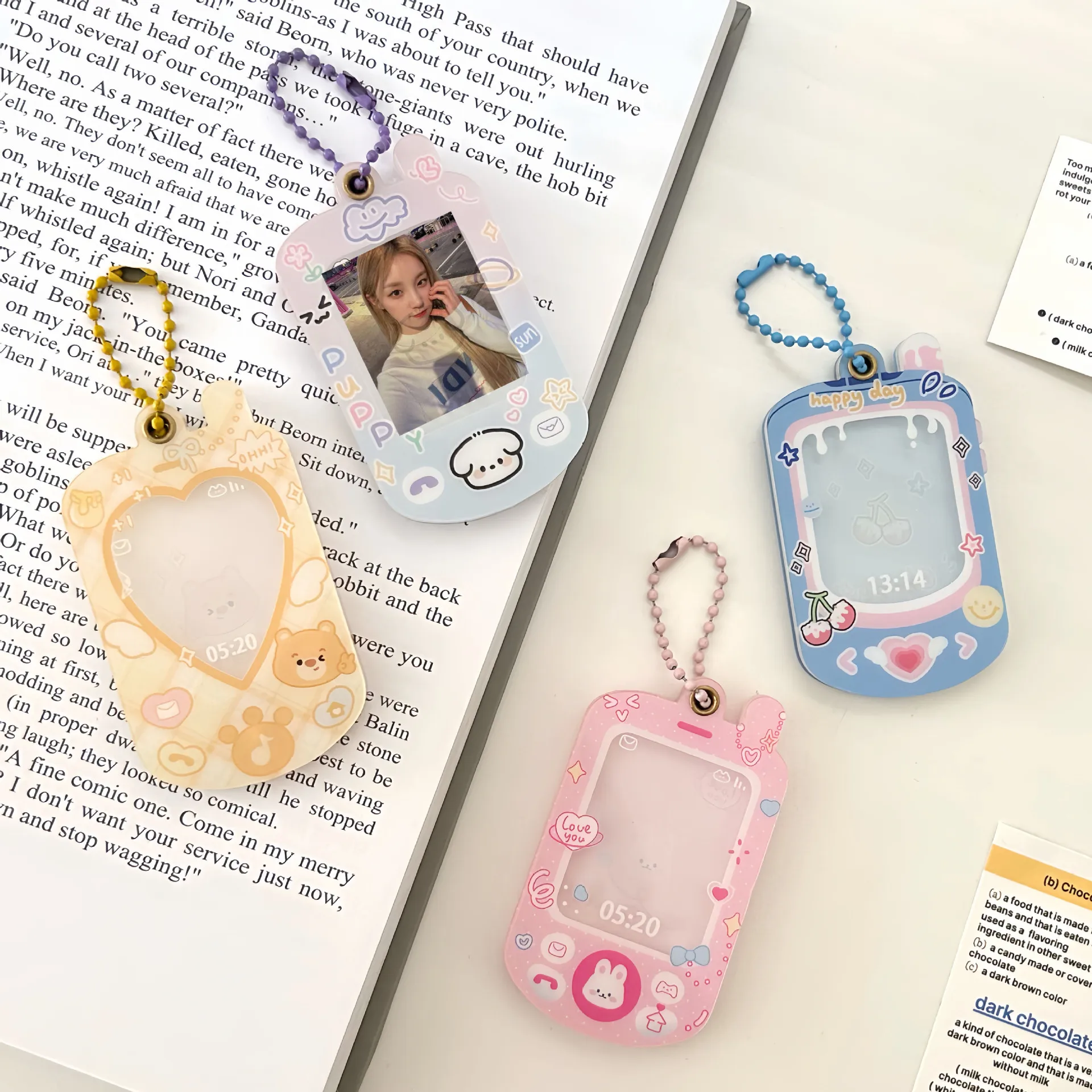 Cute Mobile Phone Puppy 1-Inch ID Photo Magnetic Brick Gu Tray Acrylic Hard Card Holder