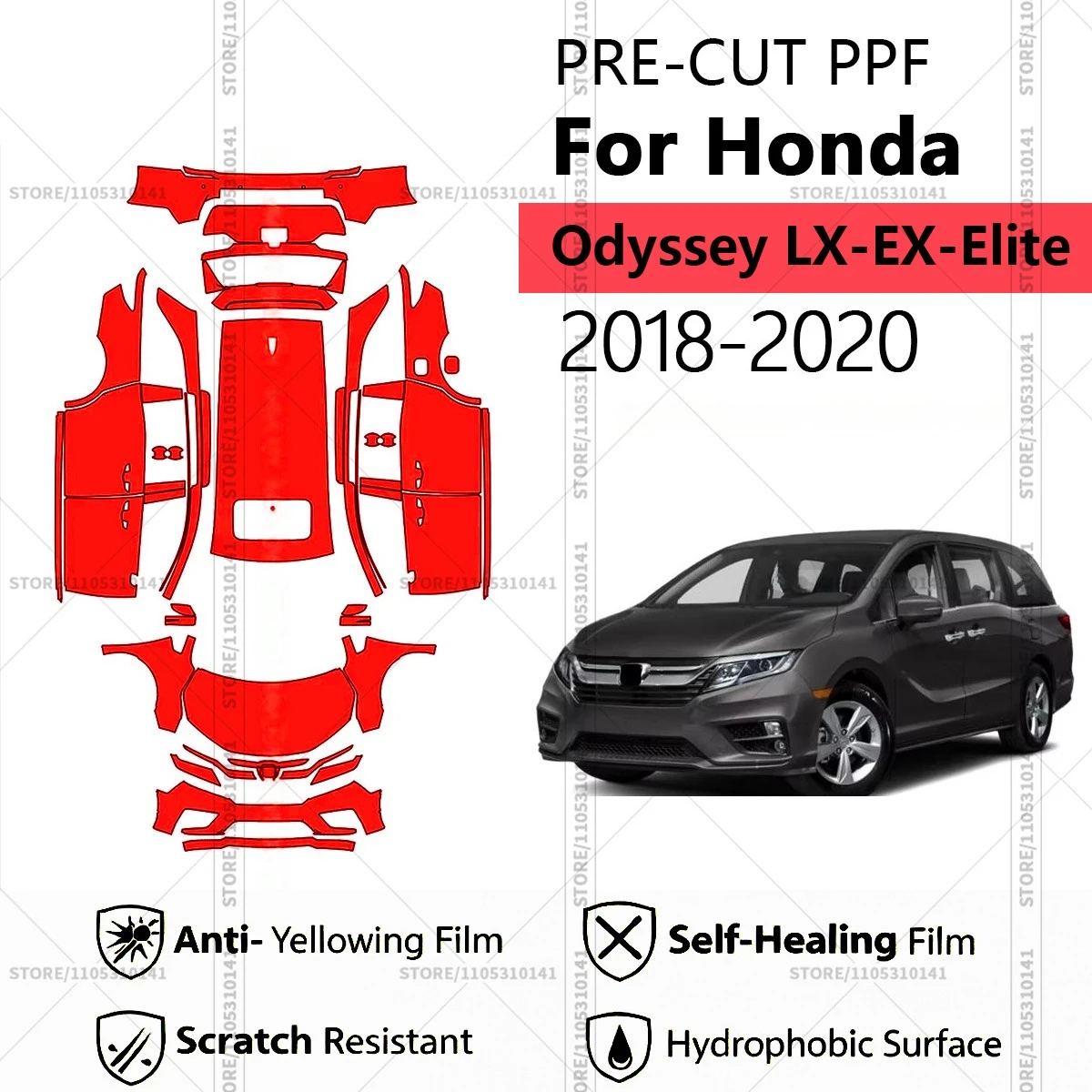 

Предварительно нарезанная защитная пленка PPF, прозрачная автомобильная пленка профессионального качества для Honda Odyssey LX-EX-Elite 2018-2020