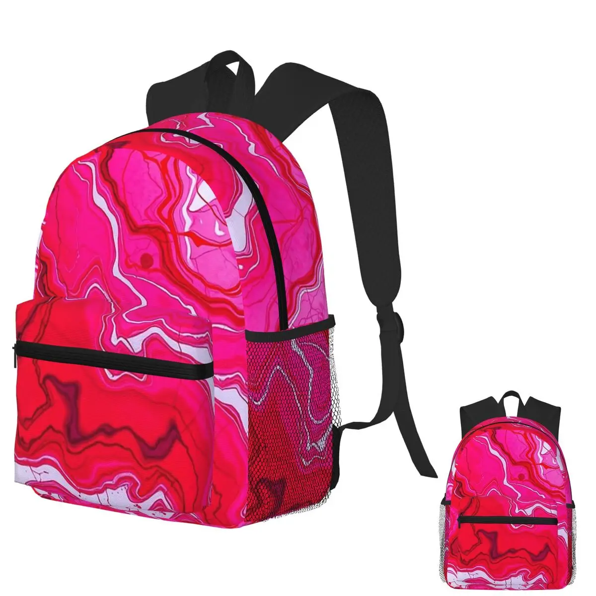 

Pink Waves Student Backpack School Bag Hiking Travel Daypack for Boys Girls Fashion Bookbag Shoulder Bags