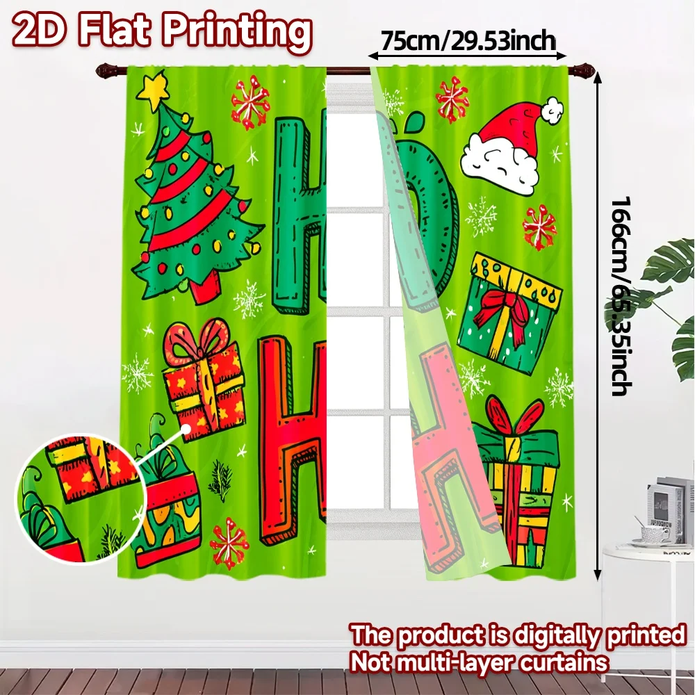 2D Flat Printing,JIT 2pcs, Curtains (Without Rod) Festive Cheer(4) Modern Curtains Roller Blinds Semi-Sheer Curtains All Seasons