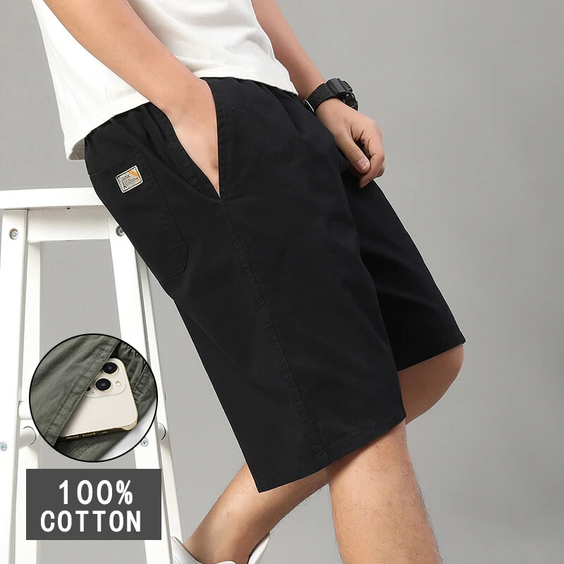 Men's 100% Cotton Shorts Light Weight Cargo Shorts Pockets Quick Drying Relaxed Fit Running Shorts Fitness
