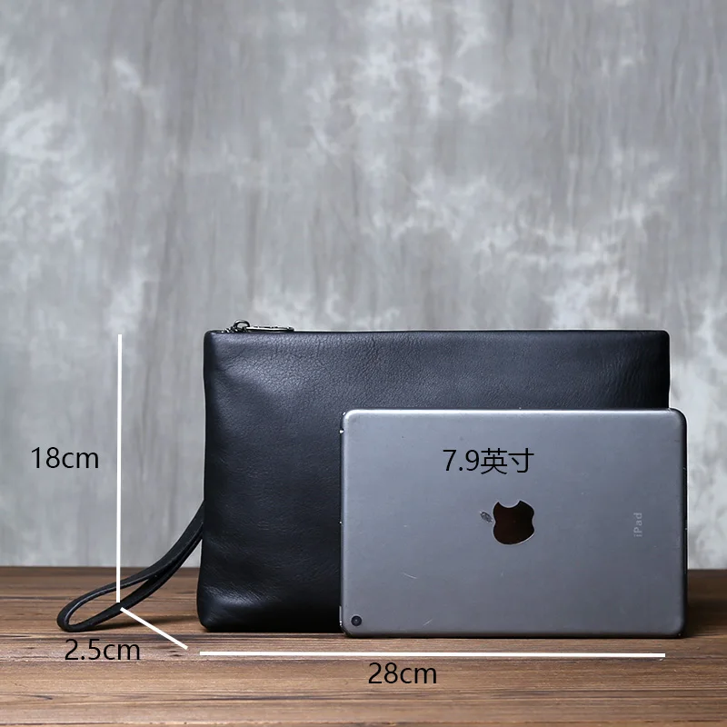 Niche Senior Sense Of Men's Long Clutch Bag Genuine Leather Document Bag Head Layer Cowhide Business Simple Envelope Bag